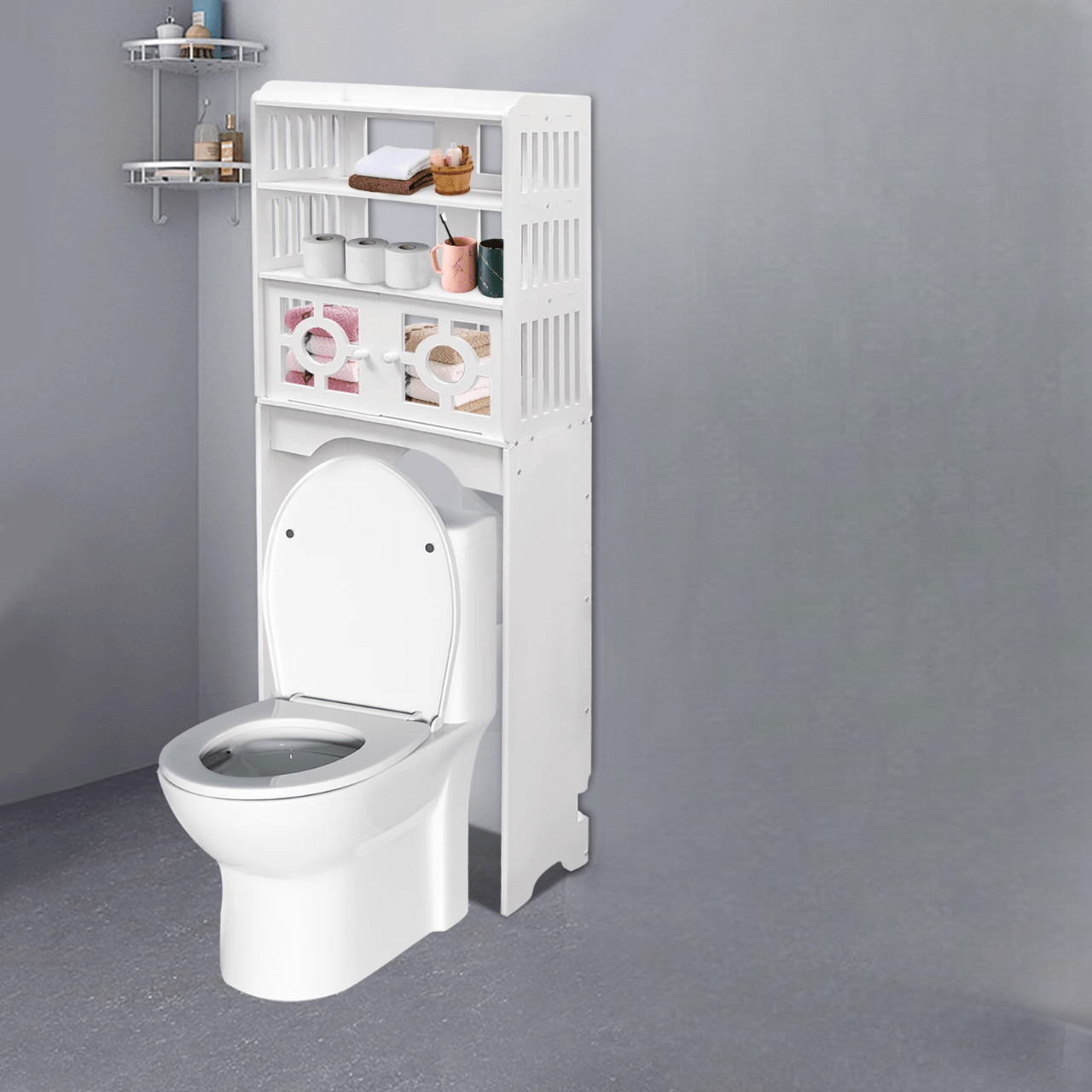 Armoire De Toilette - HouseholdToiletCabinet™ - Double Porte Bas - Bathmosphere