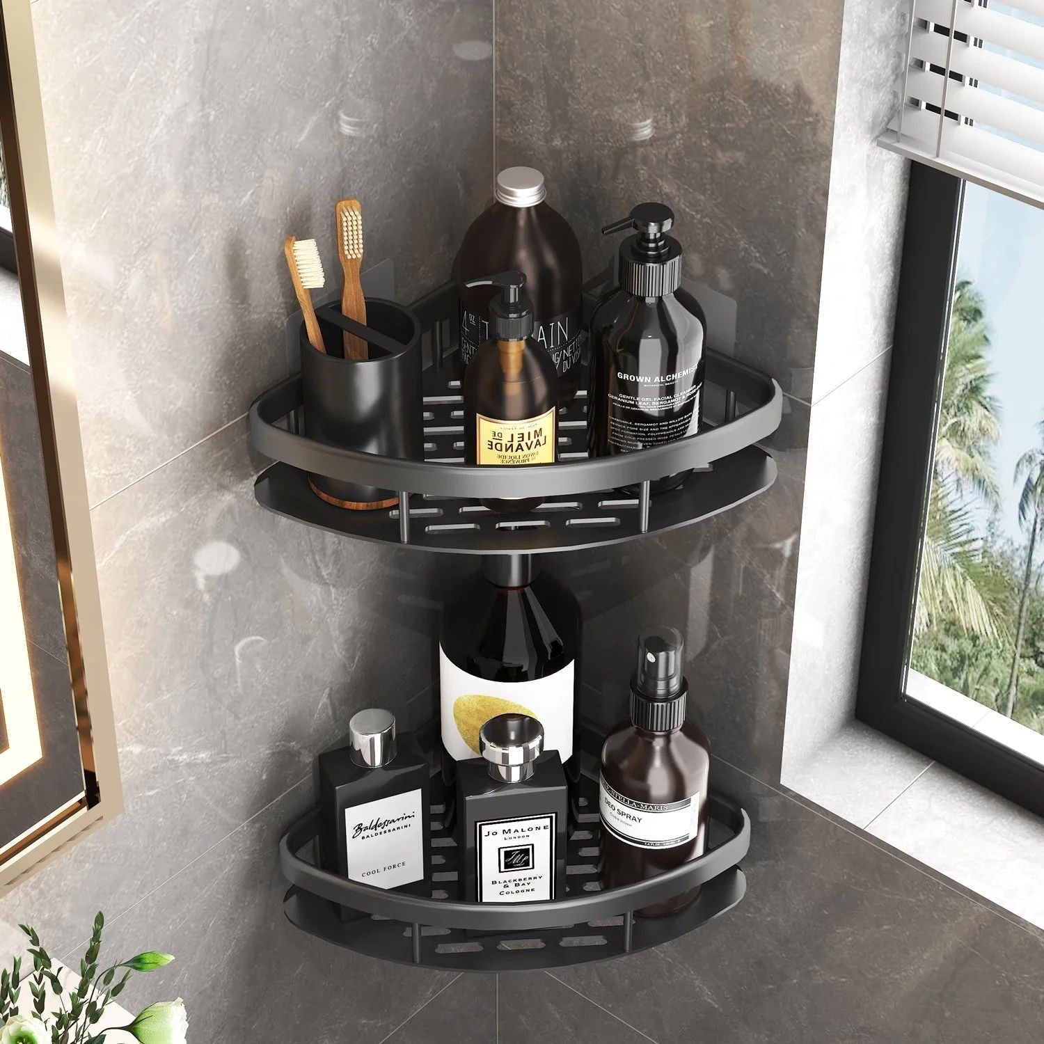 2-etagere-de-douche-vertex-noir-au-mur-vu-du-dessus