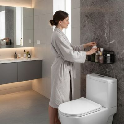 femme-range-produit-dans-etagere-salle-de-bain