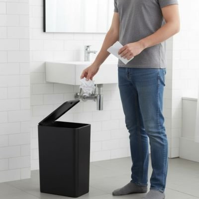 homme-jette-papier-dans-poubelle-de-salle-de-bain-biny-noire